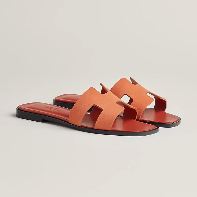 Giày Hermes Oran Sandal Nữ Nâu Cam